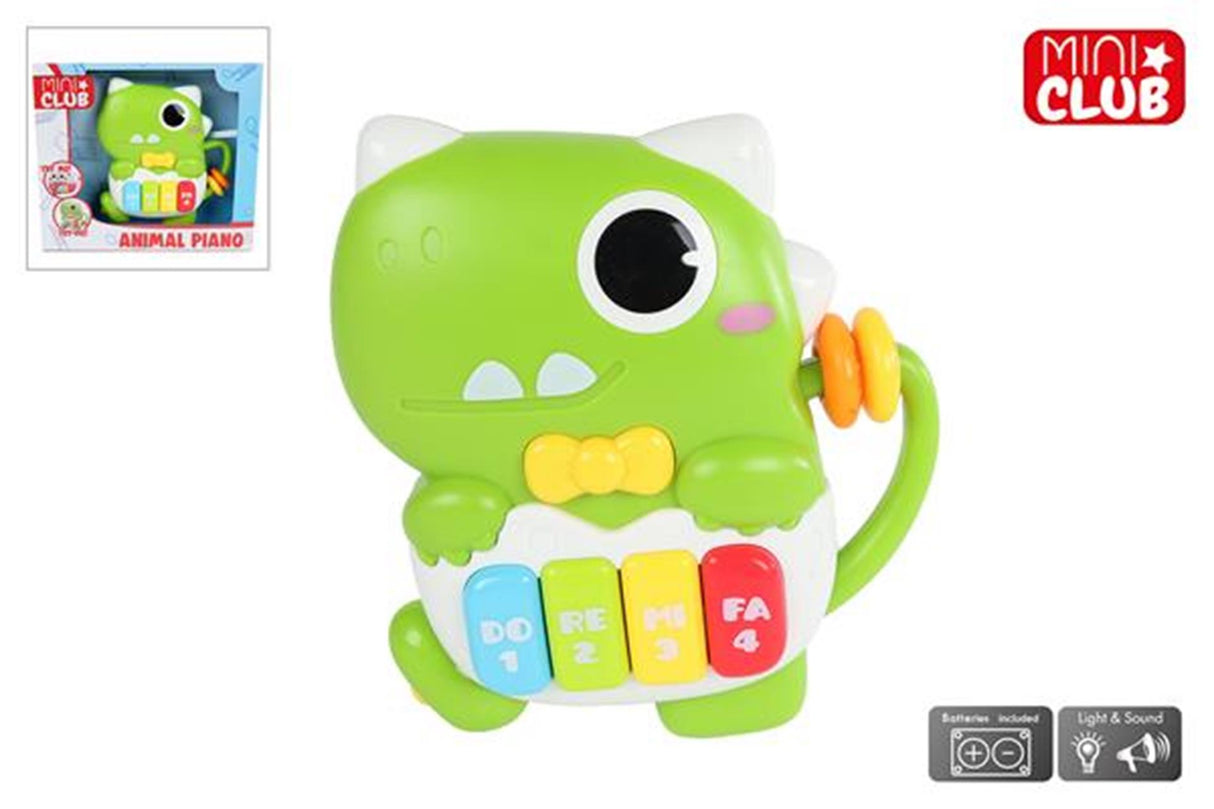 Mini club animal piano dinosaure avec lumière et son, 15 cm