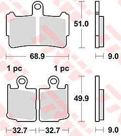 Trw remblokken mcb828 brake pad mcb 828 sv sintered metal