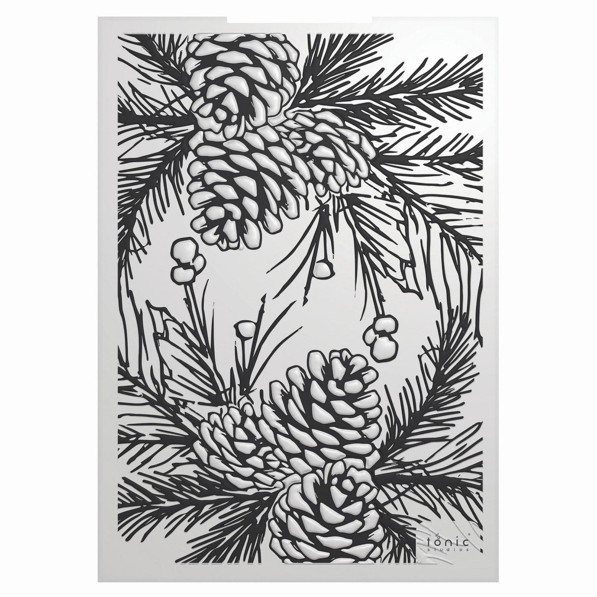 Tonic studios • timeless tidings pinecone parade 3d embossing folder