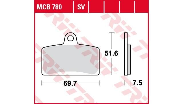 Trw remblokken mcb 780 brake pad mcb 780 organic standard