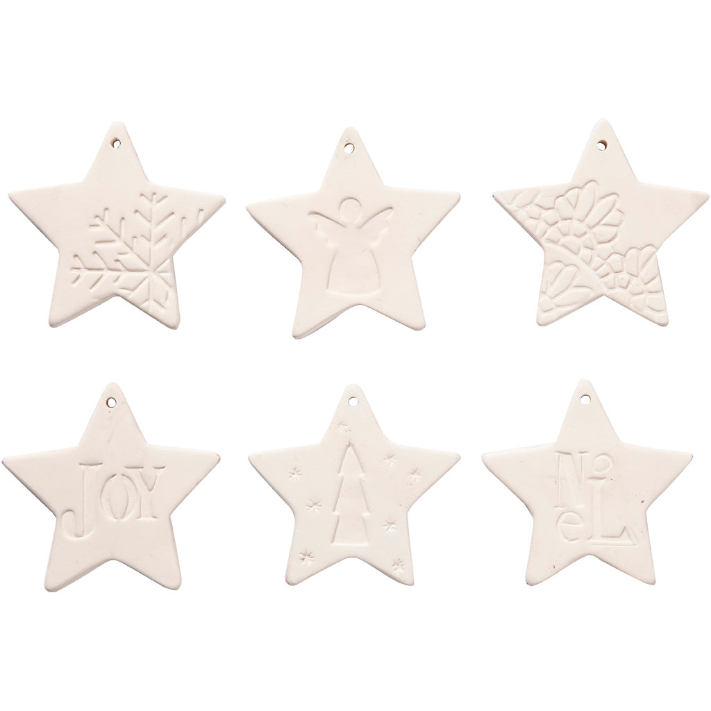 Creativ company hanging ornaments, star, size 7x7 cm, white, 6 pieces 1 box