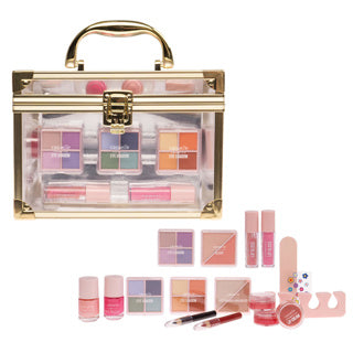 Casuelle make-up koffer goud transparant