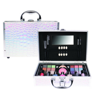 Casuelle make up koffer zilver croco