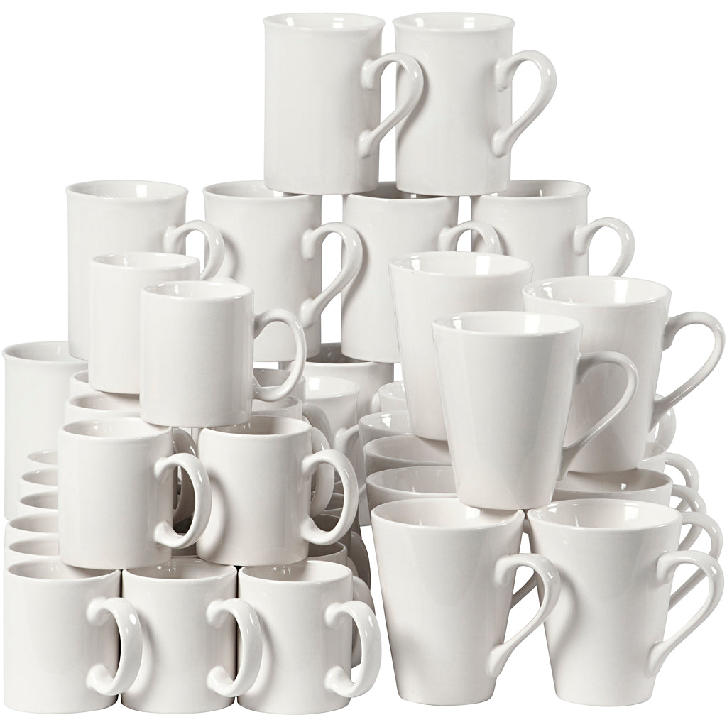 Creativ company mugs, h: 7-10 cm, white, 48 pieces in a box
