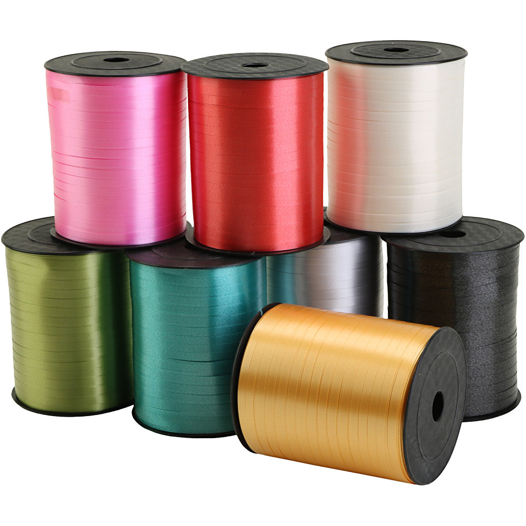 Creativ company gift ribbon, w: 5 mm, various colors, 8x400 m 1 box