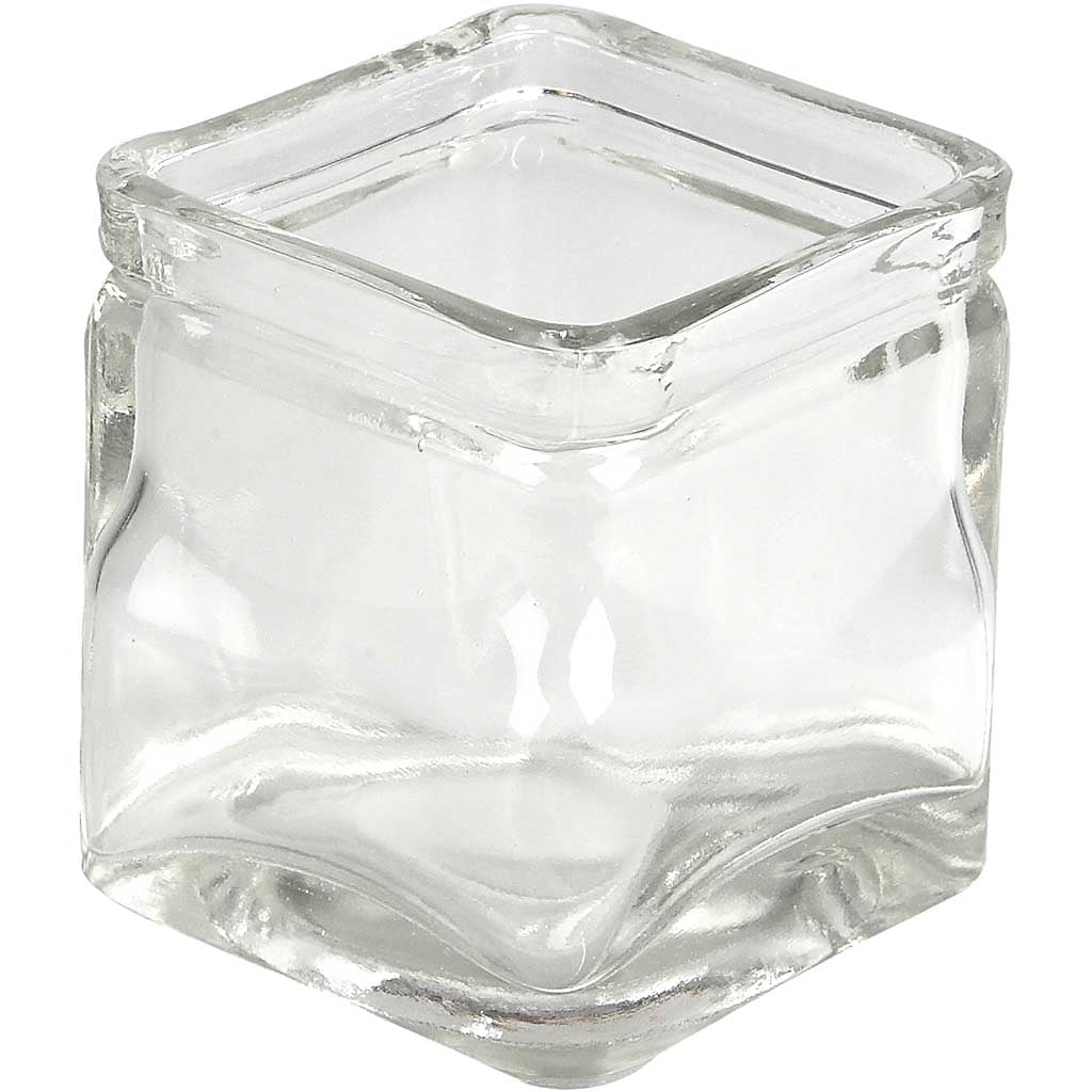 Creativ company square glass, h: 8 cm, dim 7,5x7,5 cm, 12 pieces 1 box