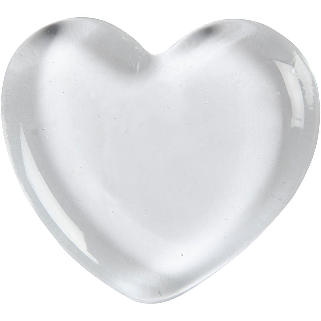 Creativ company heart, size 6.5x6.5 cm, thickness 10 mm, transparent, 1 piece