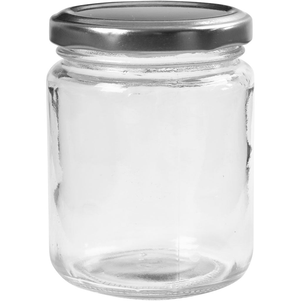 Creativ company glass jar, h: 9.1 cm, d: 6.8 cm, 240 ml, transparent, 12 pieces in a box