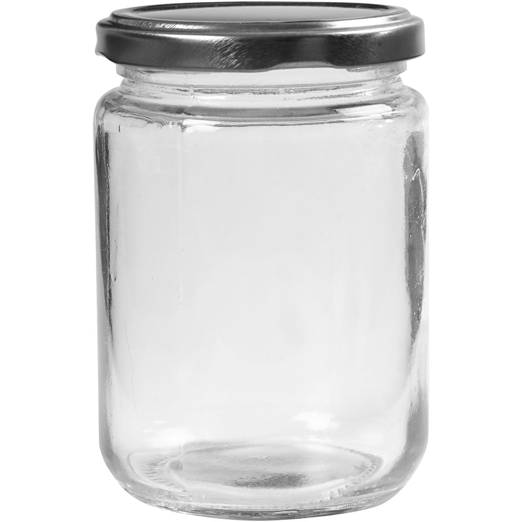 Creativ company glass jar, h: 11 cm, d 7.5 cm, 370 ml, transparent, 6 pieces 1 box