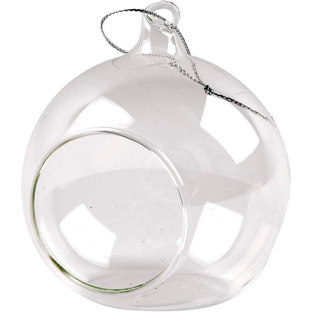 Creativ company glas ornament met opening, d 8 cm, 6 stuk 1 doos