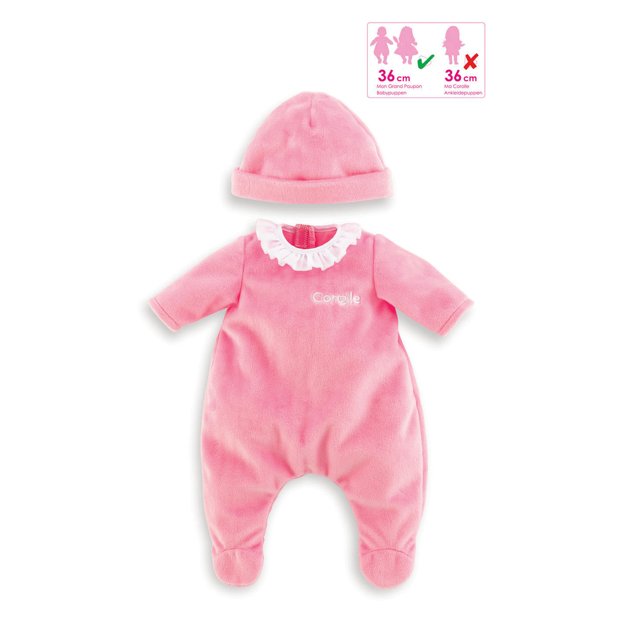Corolle Mon Grand Poupon - Pajama Pink with Hat, 36cm