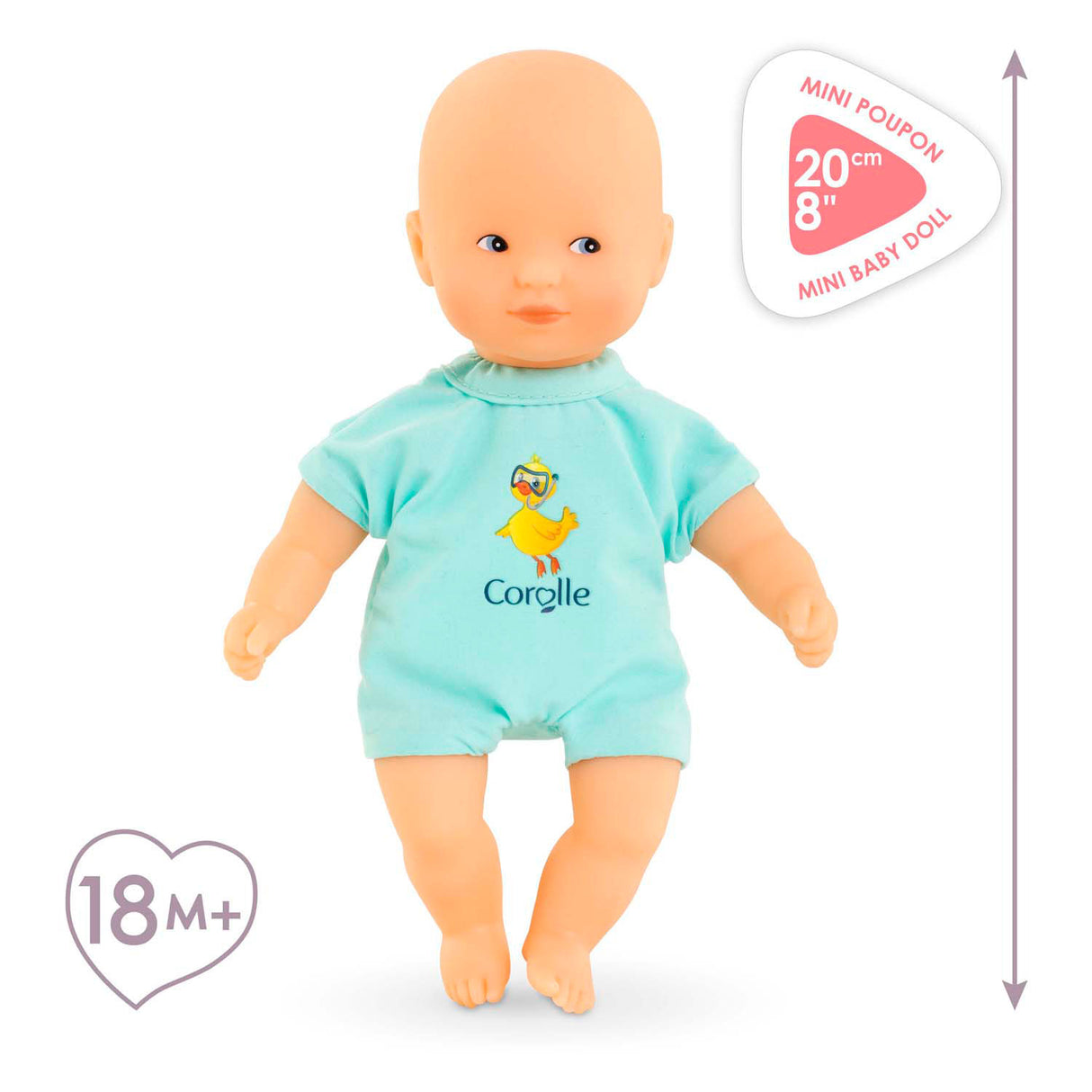 Corolle mini bath baby doll - blue, 20cm