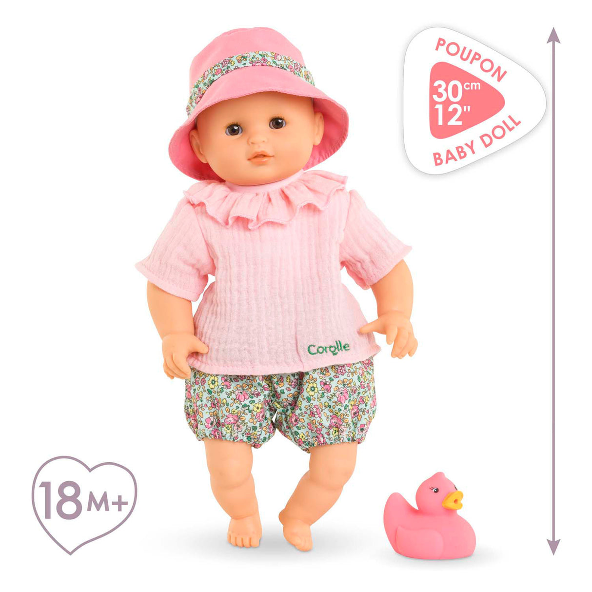 Corolle Badpop Coralie mit Gummi Ente - Bloomer, 30 cm