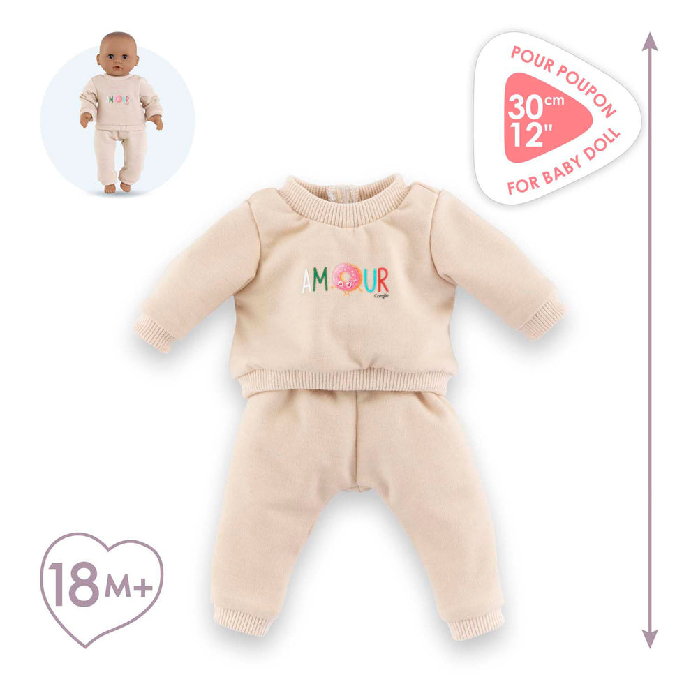 Corolle beige tracksuit for baby doll, 30cm
