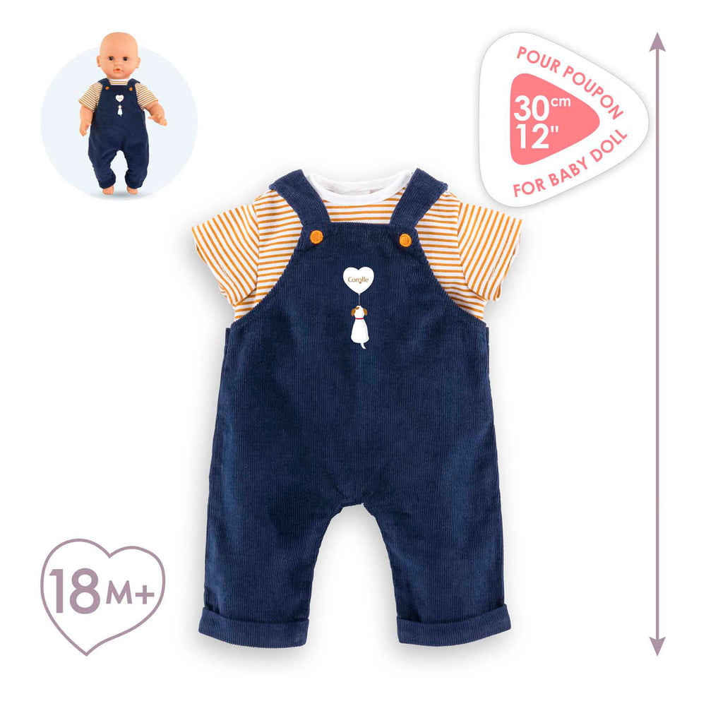 Corolle t-shirt and navy blue overalls, 30cm