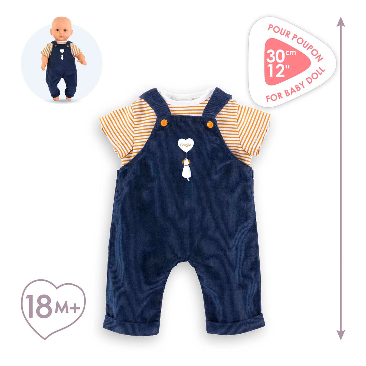 Tričko Corolle a tmavomodrý overal, 30 cm