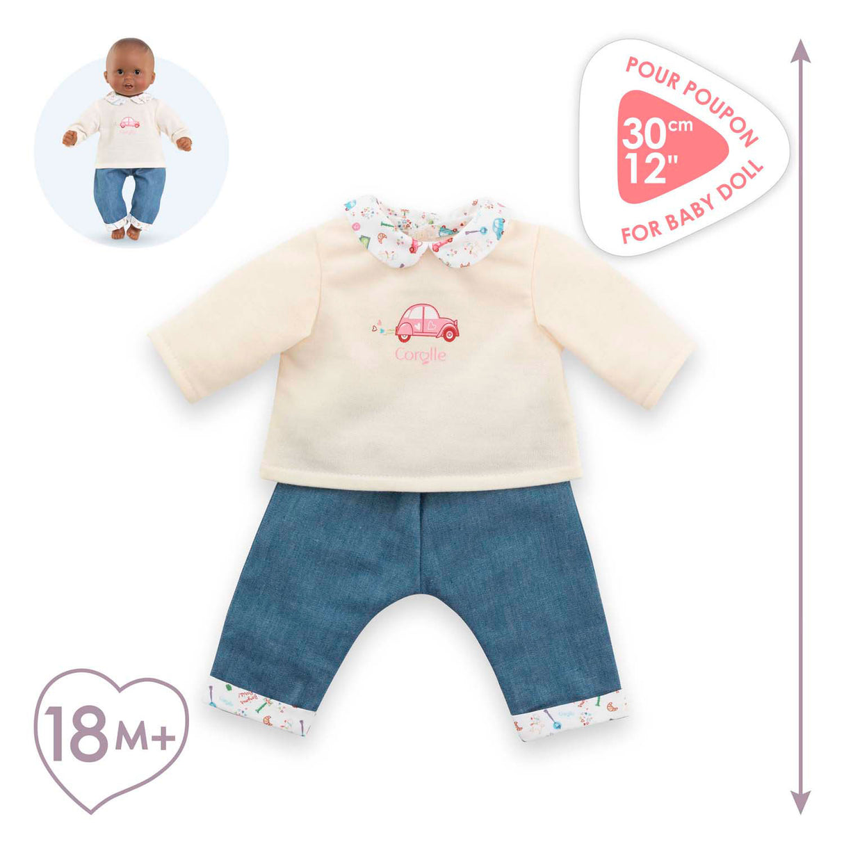 Corolle t-shirt and jeans for baby doll, 30cm