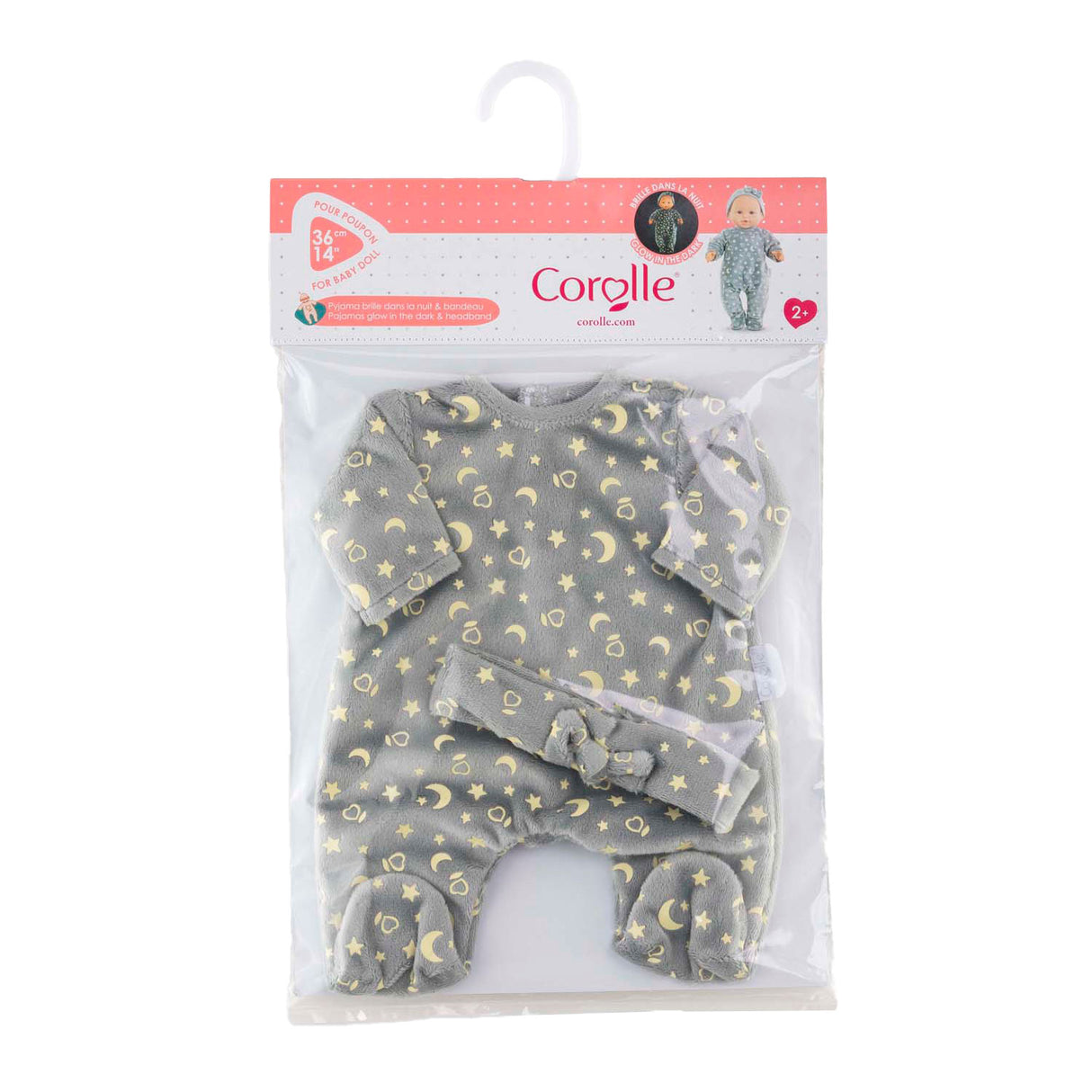 Corolle doll pajamas glitter in the dark and headband, 36cm