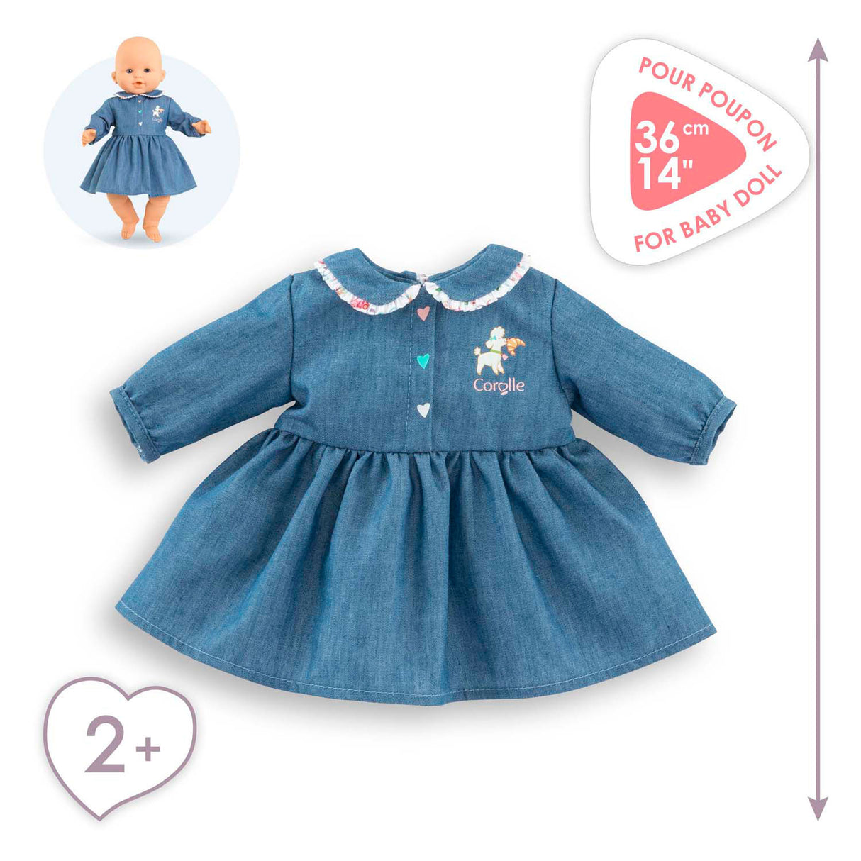 Robe Corolle pour poupée bébé, 36cm