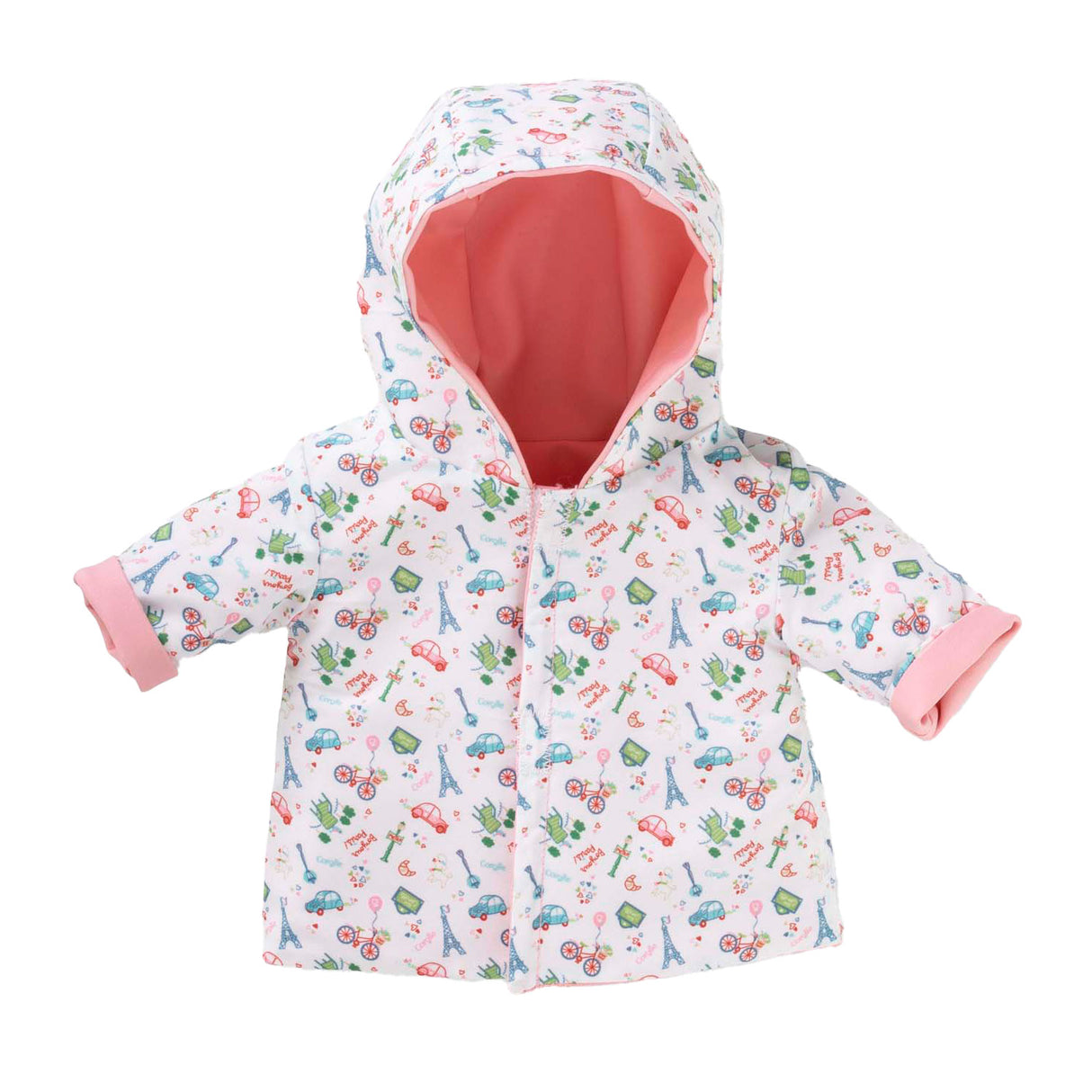 Corolle vendbar regnfrakke til babydukke, 36 cm