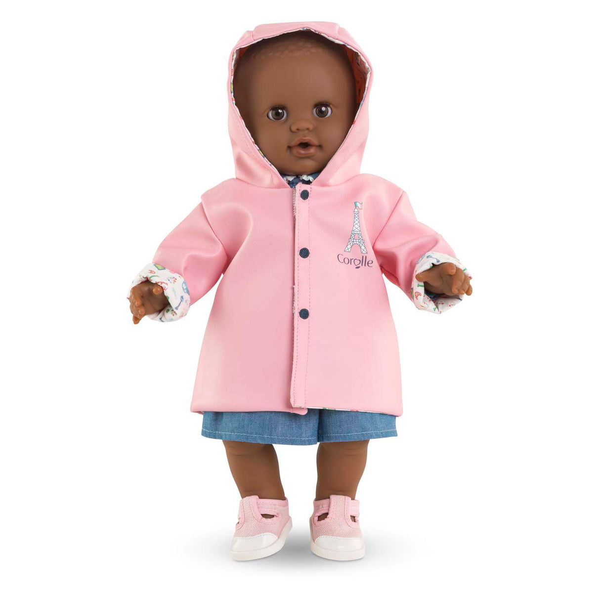 Corolle vendbar regnfrakke til babydukke, 36 cm