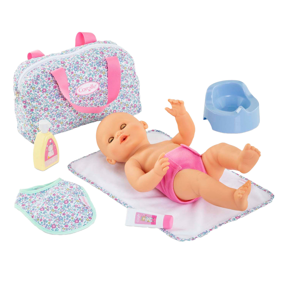 Ensemble accessoires de couches Corolle fleuri pour poupée bébé, 36cm