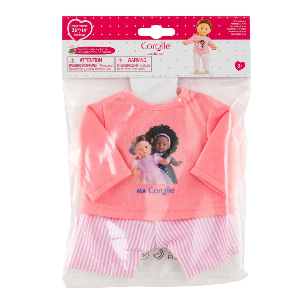 Corolle pink pyjamas for 36cm dolls, 2-piece.