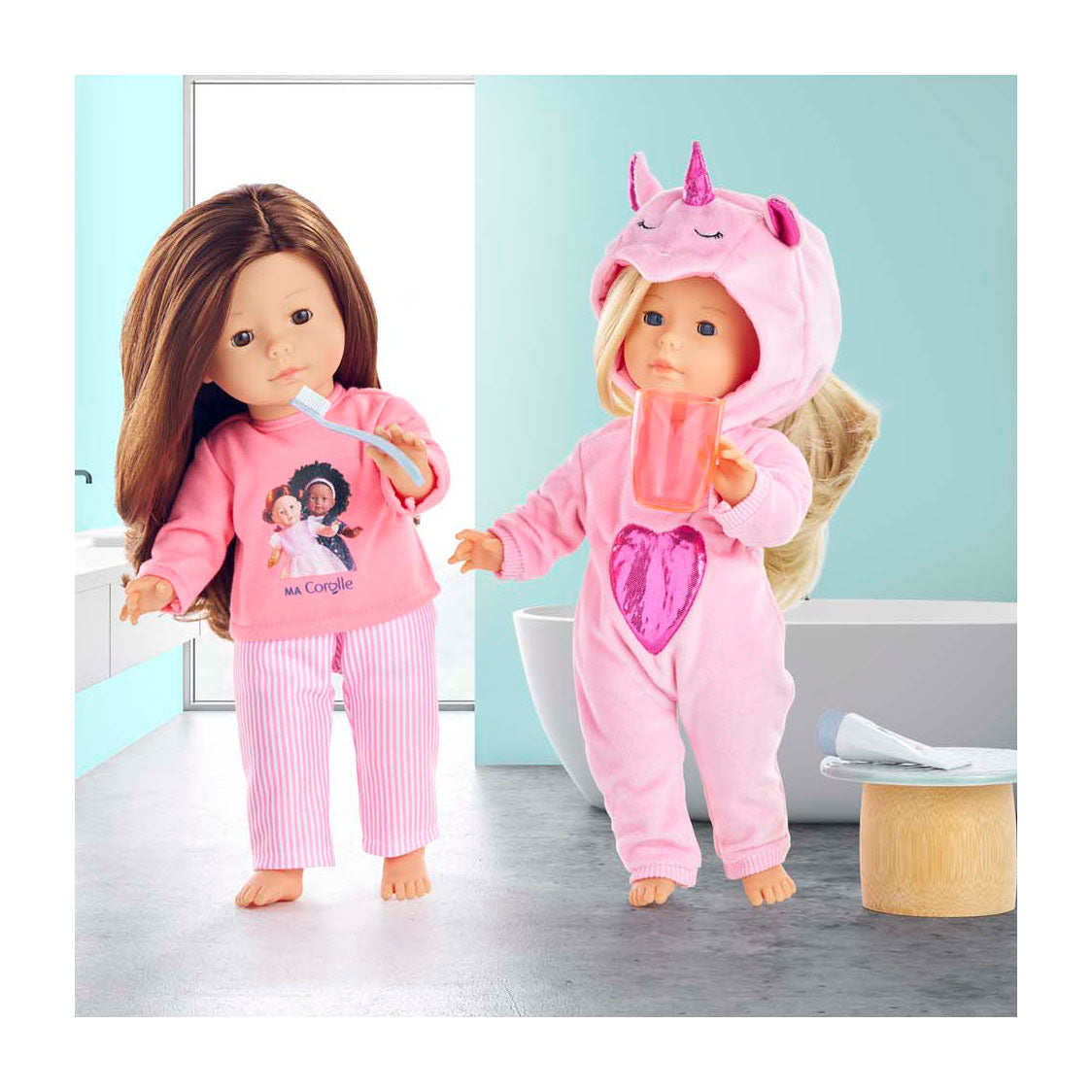 Pyjama rose Corolle pour poupée de 36cm, 2 pièces.