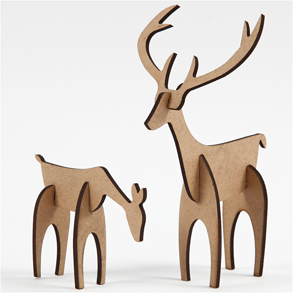 Creativ company red deer and doe, h: 5+12.5 cm, l: 6.5+8 cm, 1 set