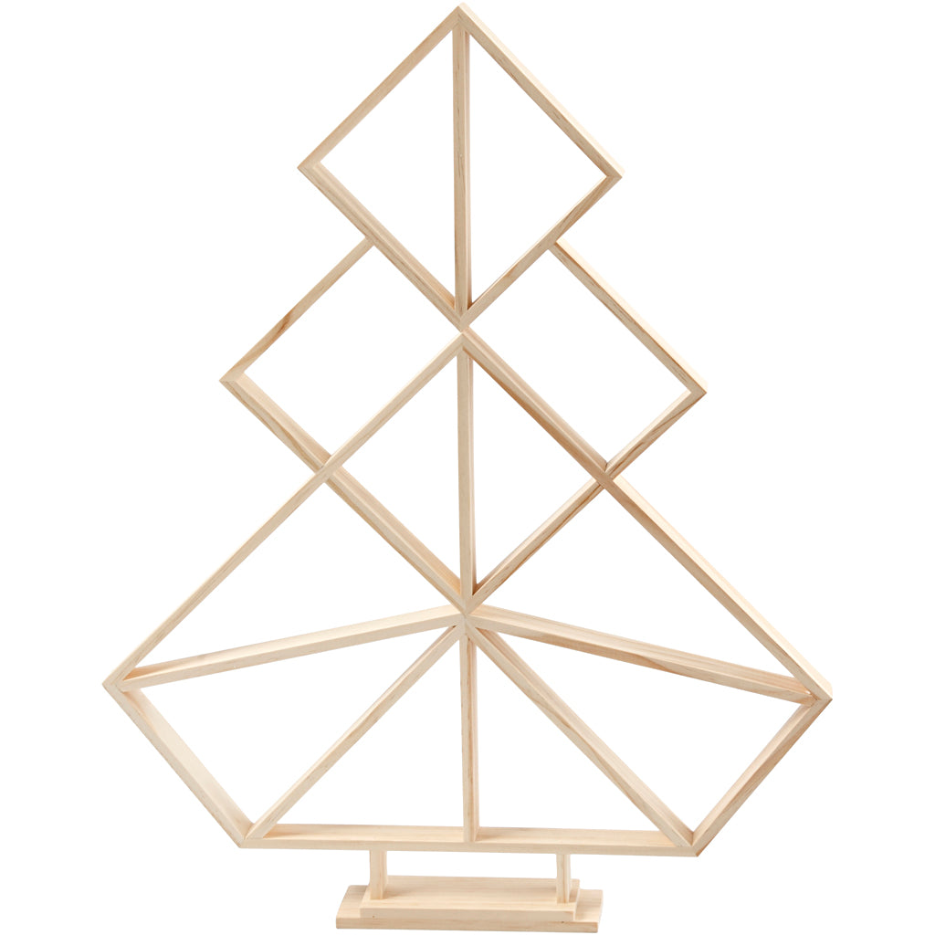 Creativ company geometric wooden Christmas tree, h: 60 cm, w: 47 cm, 1 piece