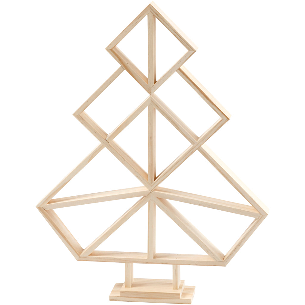 Creativ company geometric wooden Christmas tree, h: 40 cm, w: 31 cm, 1 piece