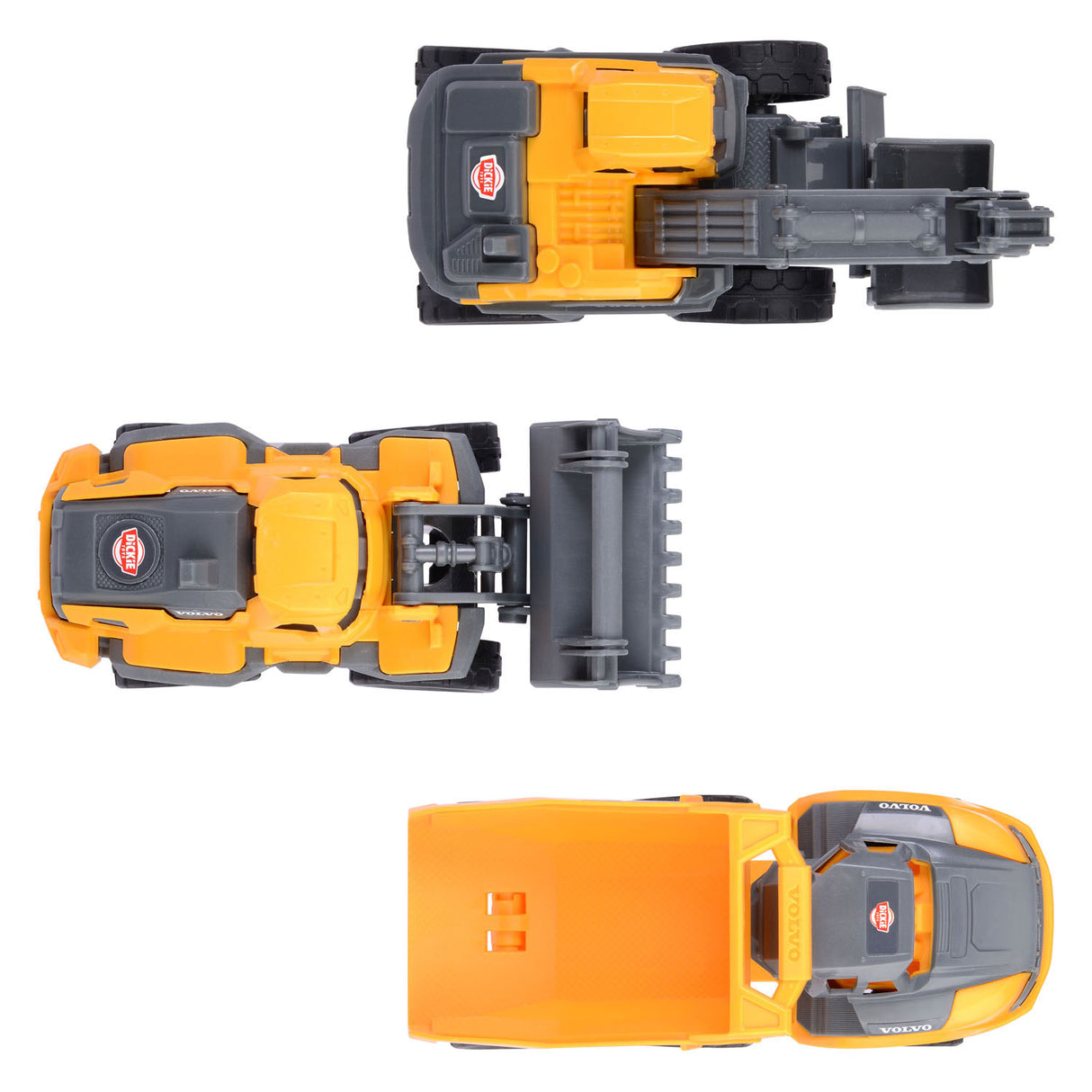 Dickie Volvo construction work vehicles play set, 3 parts.