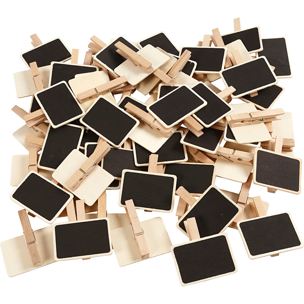 Creativ company blackboard with clothespins, size 6.8x4.7 cm, 100 pieces 1 box