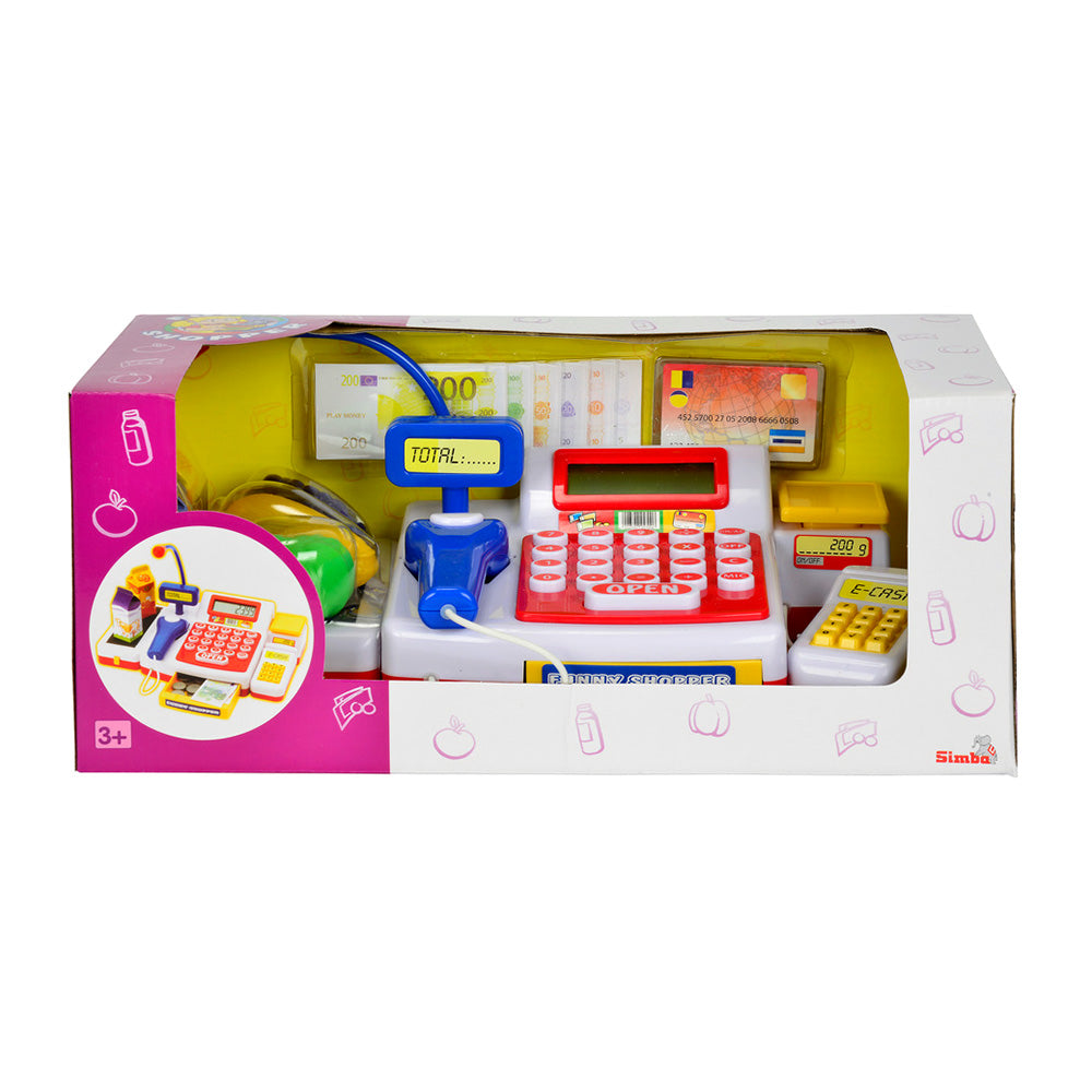 Simba toy cash register with scanner