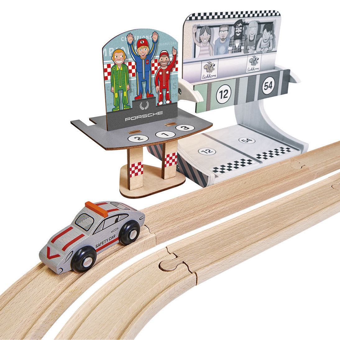 Eichhorn Wooden Porsche Race Set, 14 pcs.