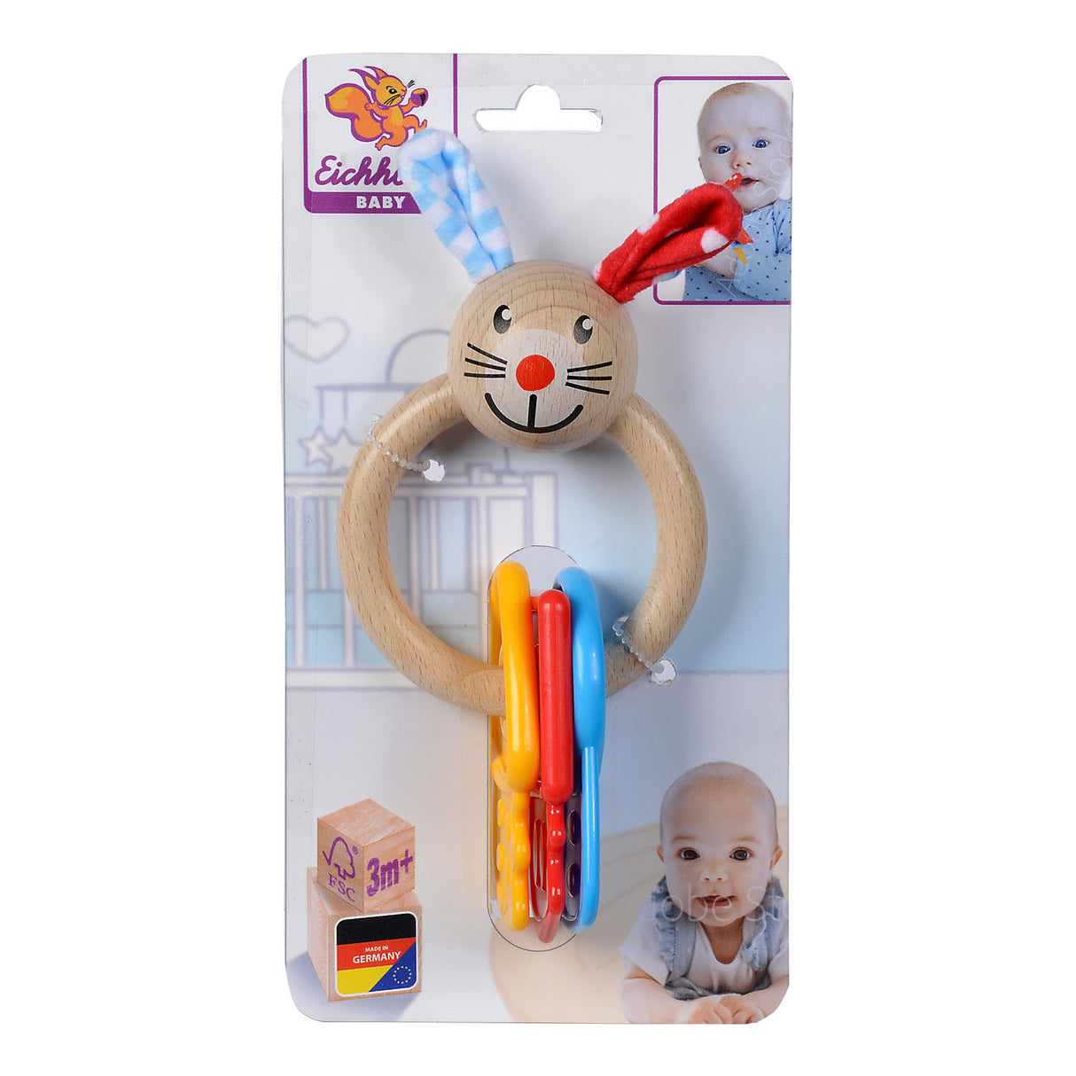 Eichhorn baby wooden teething ring rabbit