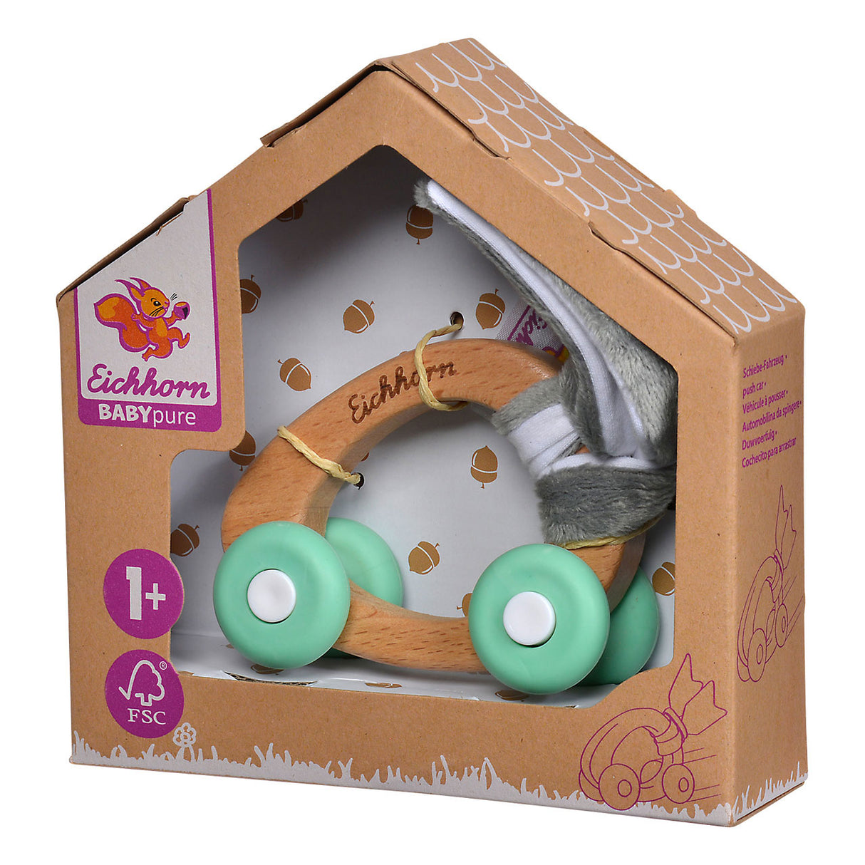 Eichhorn Baby Wooden Car com pelúcia