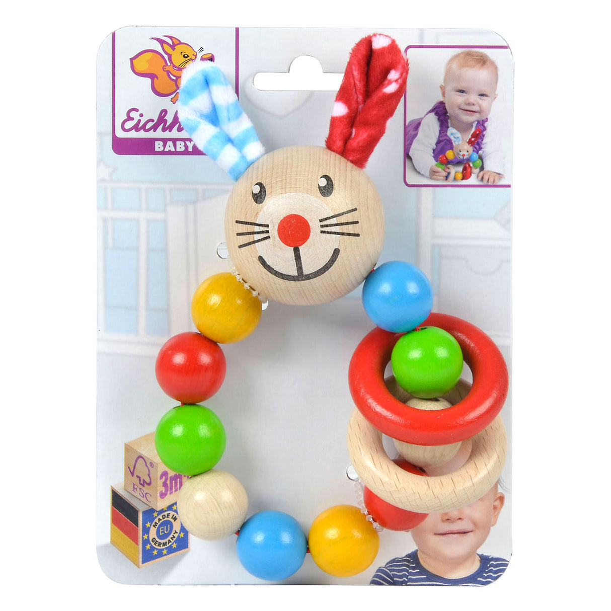 Eichhorn Baby Wooden Teething Ring Rabbit