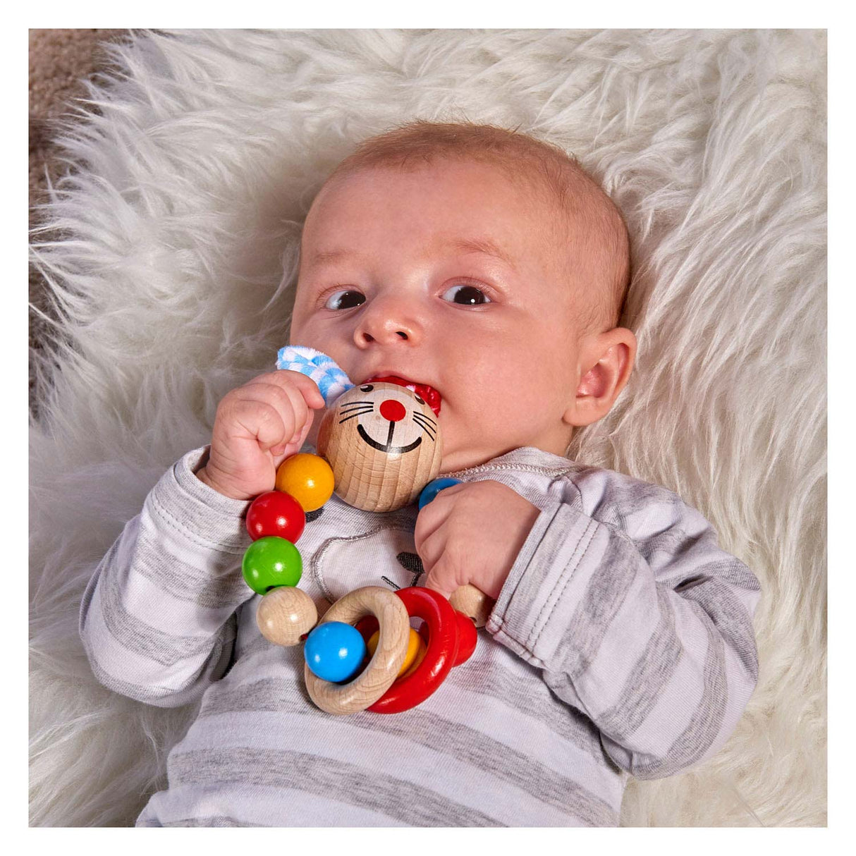 Eichhorn Baby Wooden Teething Ring Rabbit