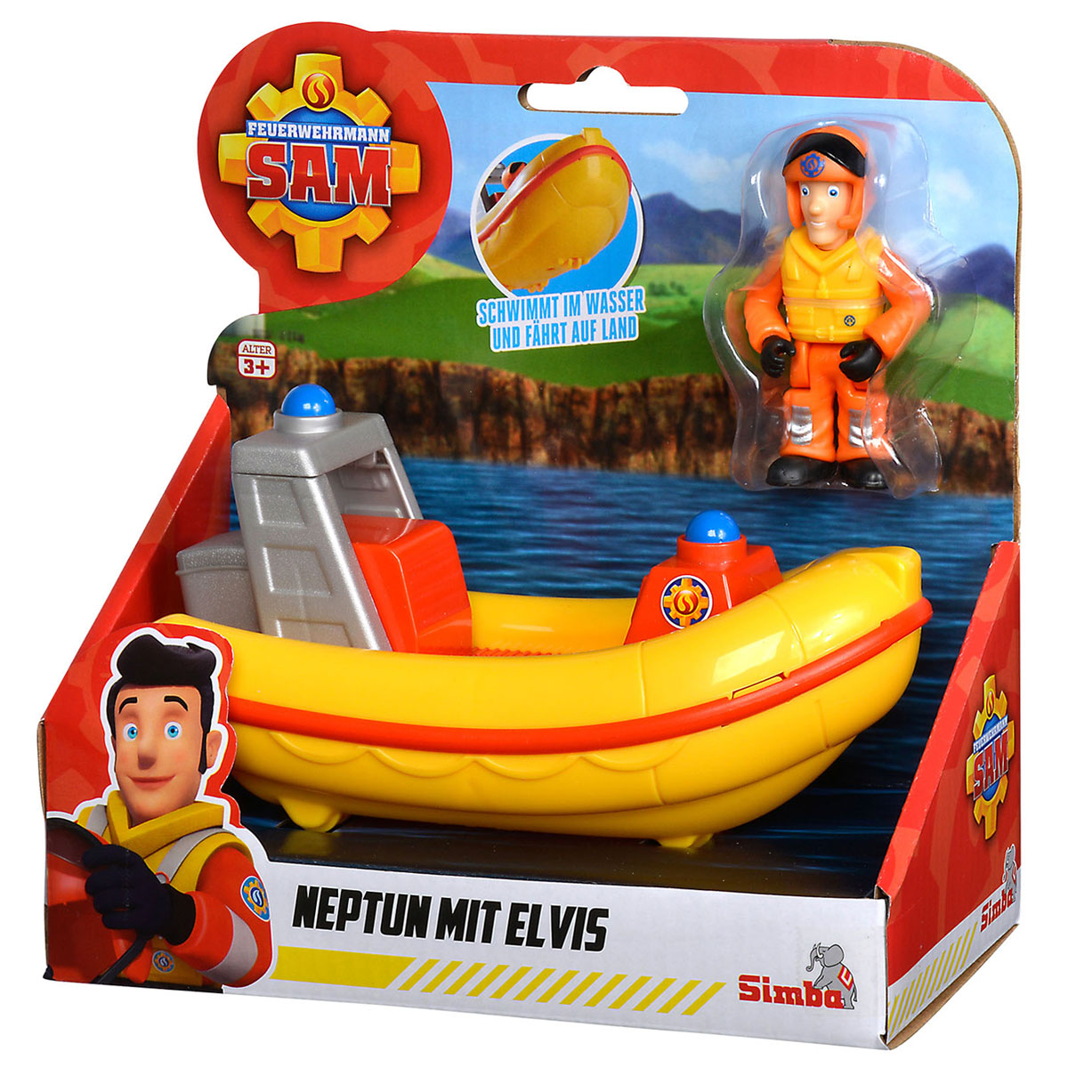 Firefighter Sam Rescue Boat con Play Figura Elvis