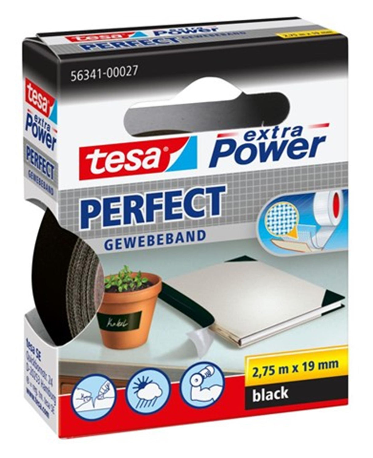 Quantore textile tape tesa extra power perfect black