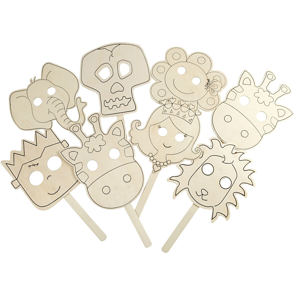 Decorate Your Wooden Mask, 16 pcs.