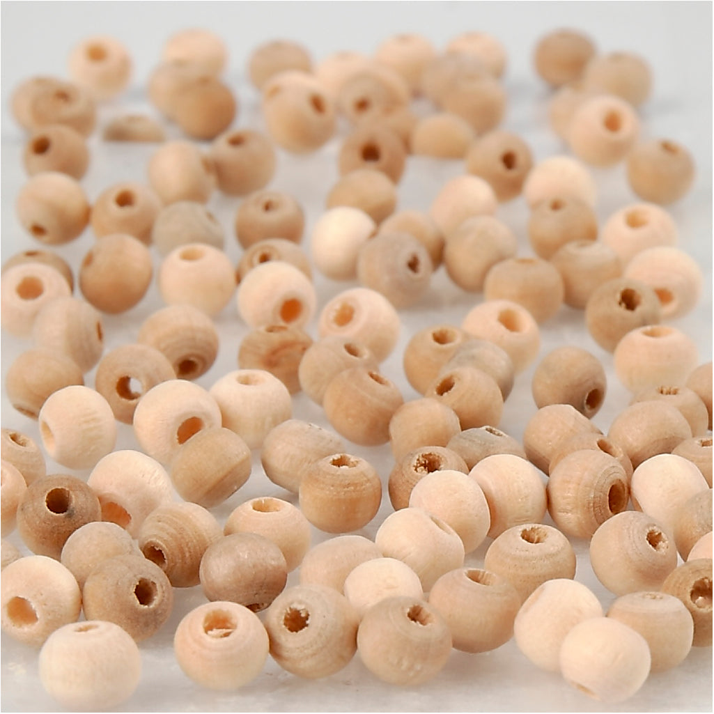 Creativ company wooden bead, d 5 mm, hole size 1.5 mm, 100 pieces 1 box