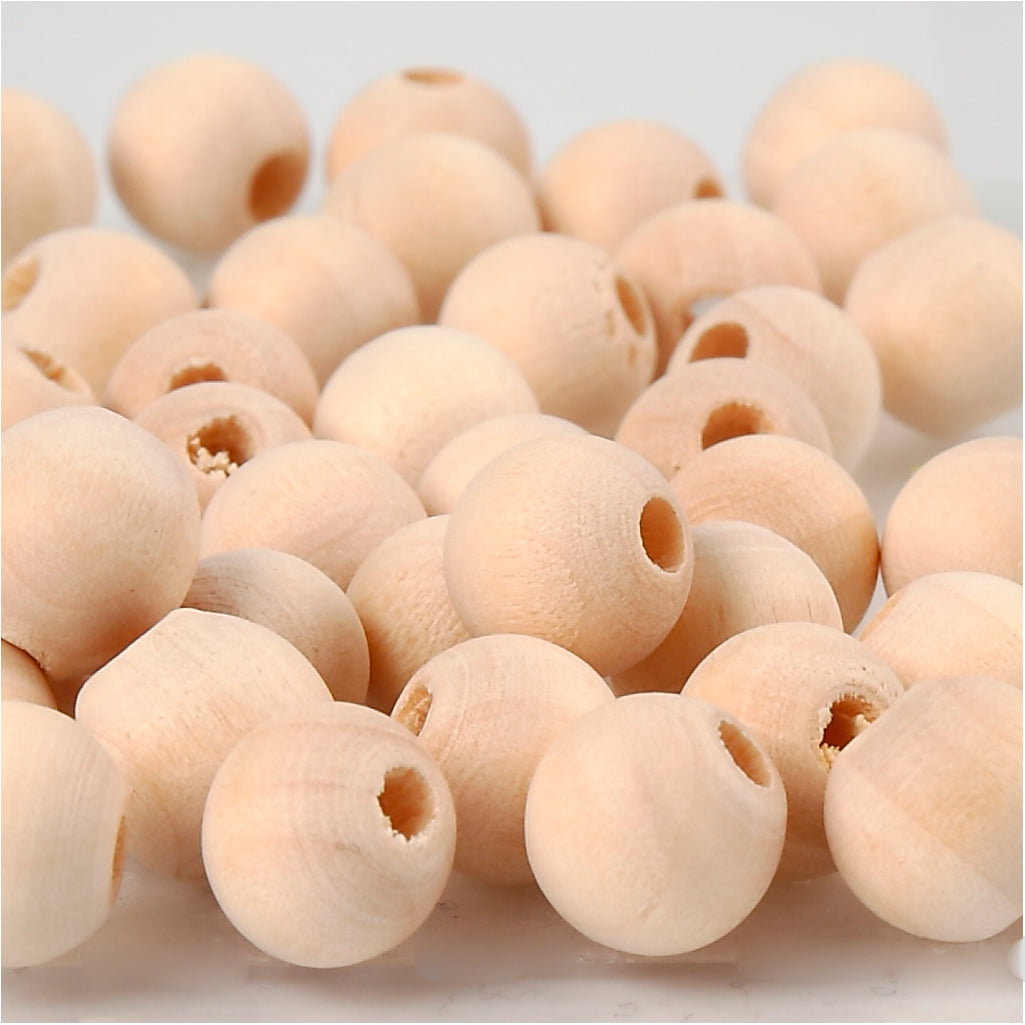 Creativ company wooden bead, d 10 mm, hole size 2.5 mm, 40 pieces 1 box