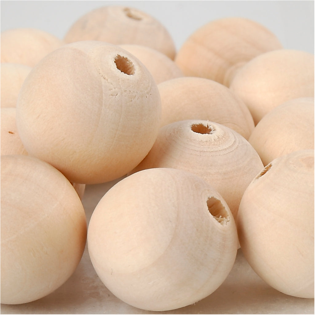Creativ company wooden bead, d 20 mm, hole size 4 mm, 14 pieces 1 box