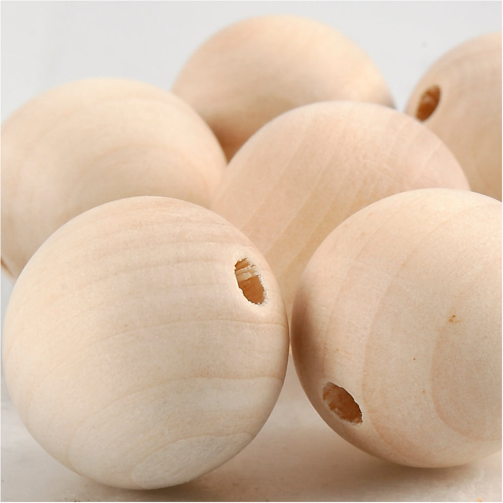 Wooden Beads Ø 25mm, 8 pcs.