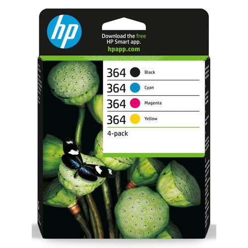 Inkt cartridge hp 364 zwart, cyaan, magenta, geel