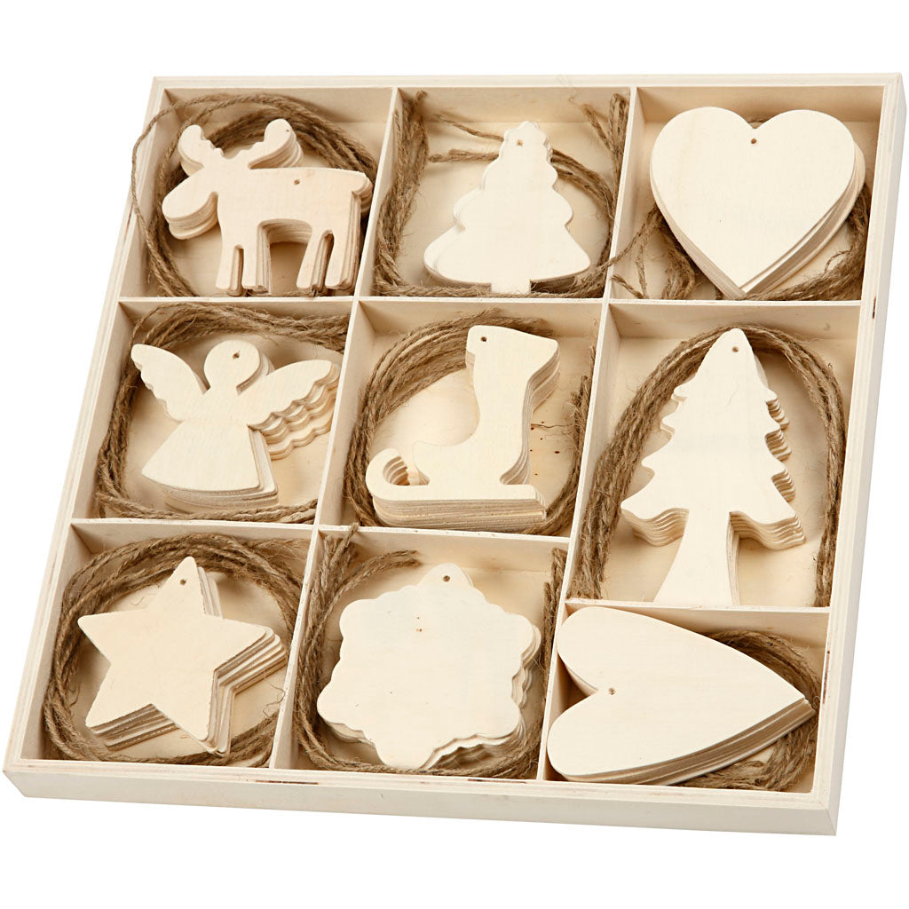 Decorate your Wooden Christmas Pendants, 72 pcs.