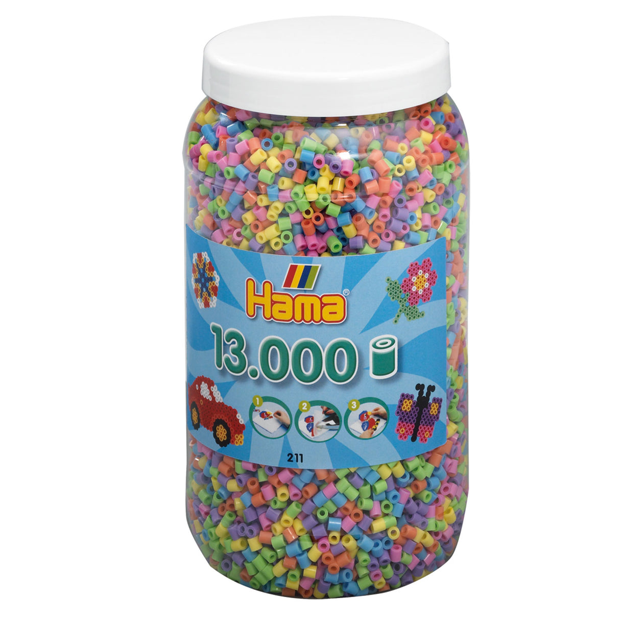 Hama Ironing Beads in Pot Pastel Mix (050), 13,000 pcs.