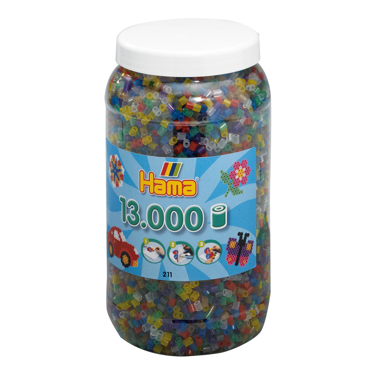 Hama Ironing Beads in Pot Transparent Mix (053), 13,000 pcs.
